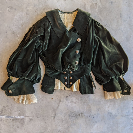 c. 1900s Green Velvet Bodice | Study + Display