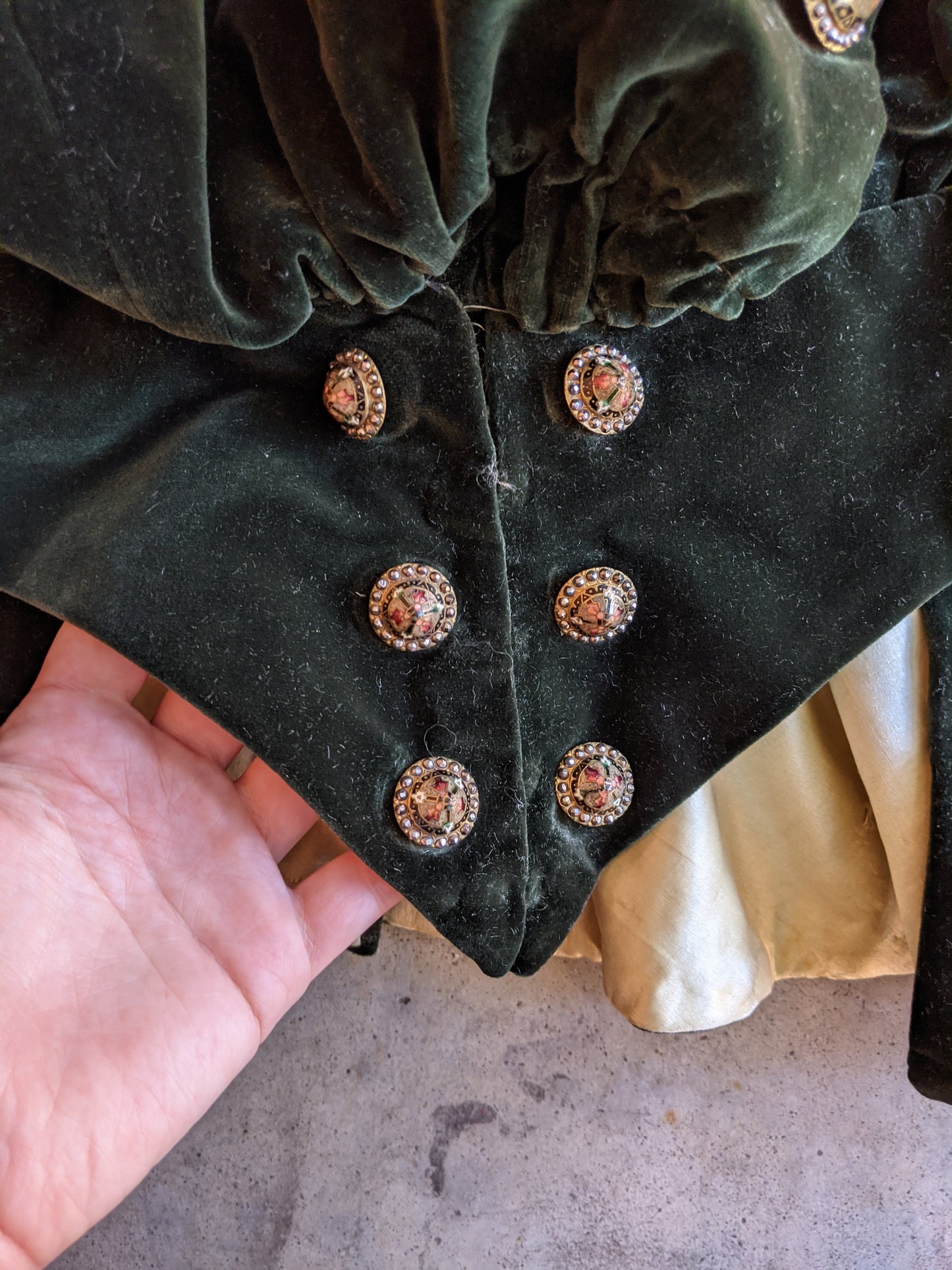 c. 1900s Green Velvet Bodice | Study + Display