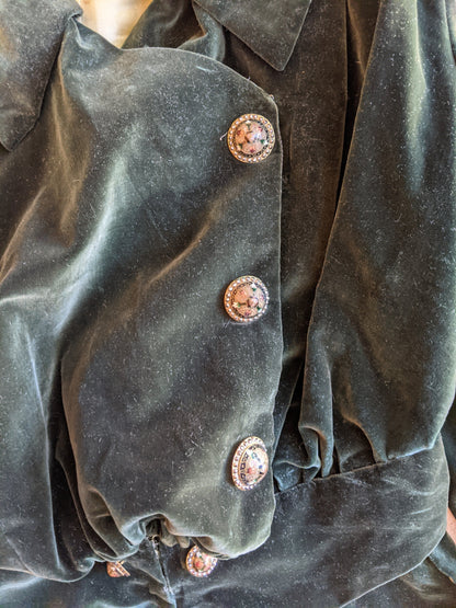 c. 1900s Green Velvet Bodice | Study + Display
