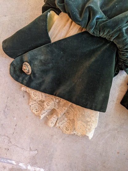 c. 1900s Green Velvet Bodice | Study + Display
