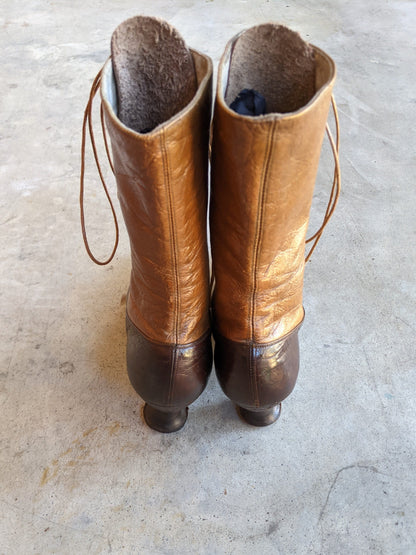 c. 1910s-1920s Two-Tone Brown Boots | Approx Sz 6