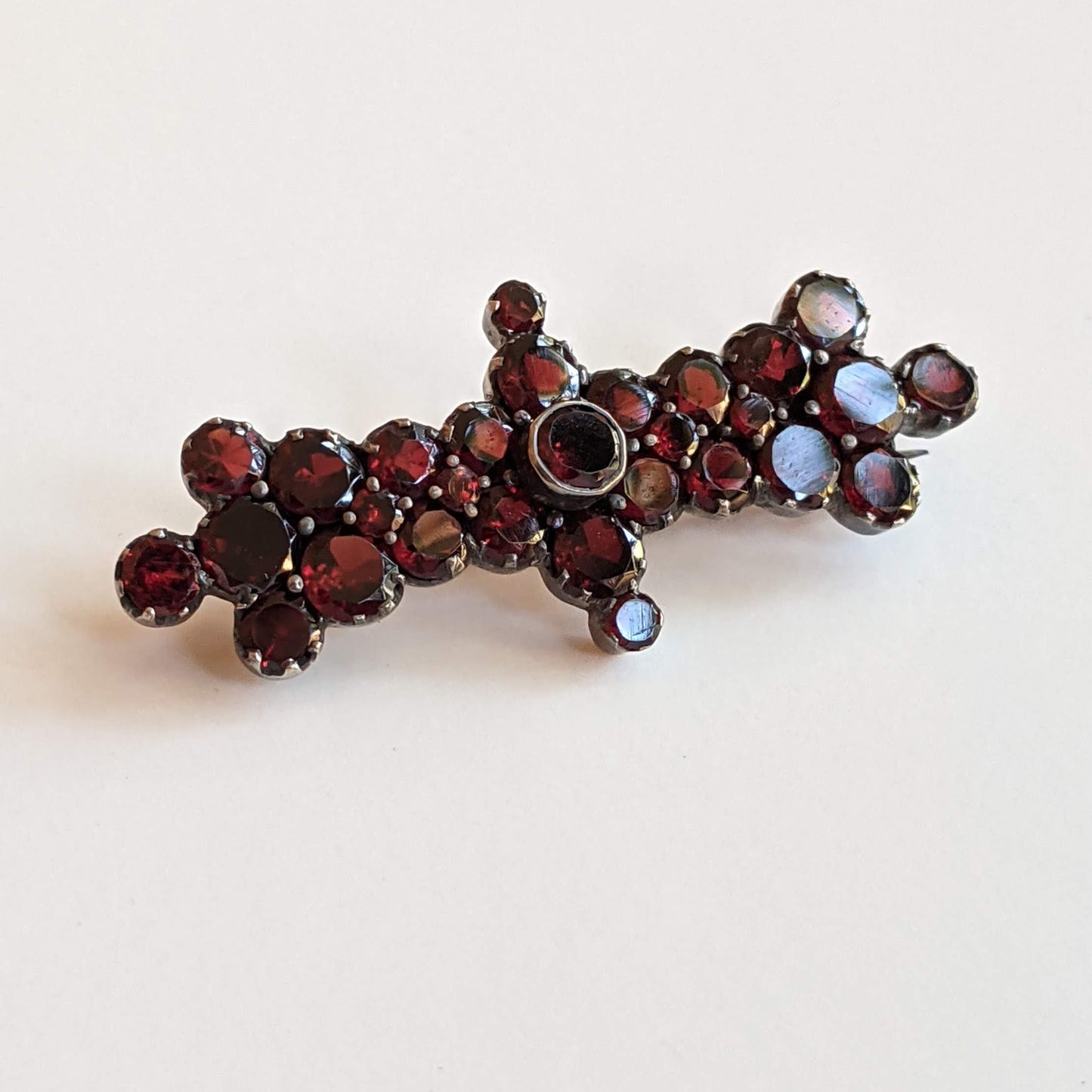 19th c. Flat Cut Garnet Brooch