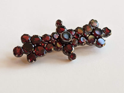 19th c. Flat Cut Garnet Brooch