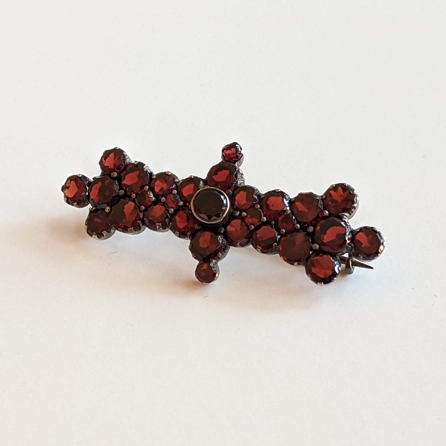 19th c. Flat Cut Garnet Brooch