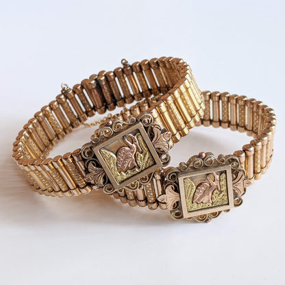 c. 1880s Pair of Gold Filled Stretch Bracelets