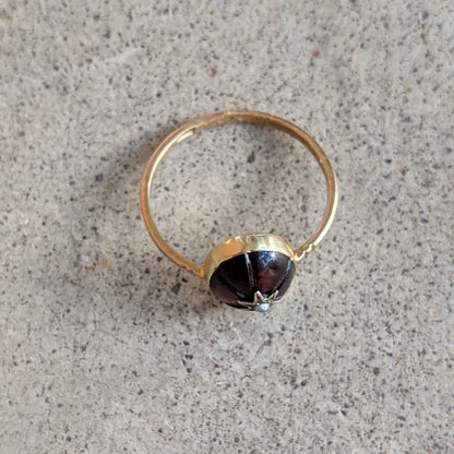 Victorian Almandine Garnet 15k Gold Star Ring