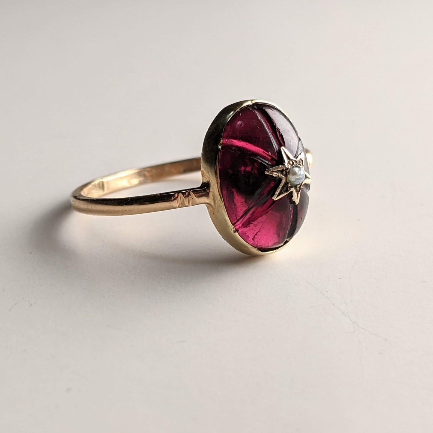 Victorian Almandine Garnet 15k Gold Star Ring