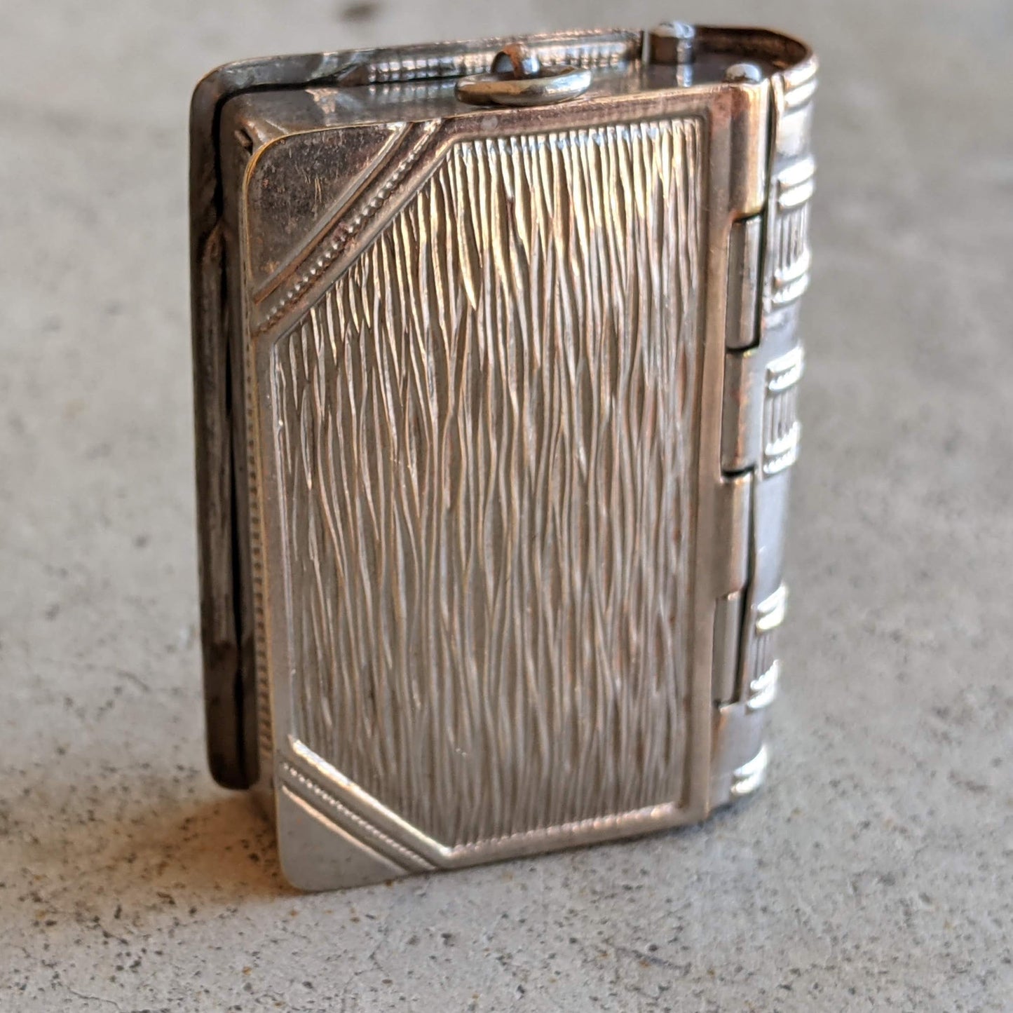 19th c. Silver Plated Book Vesta Case Pendant