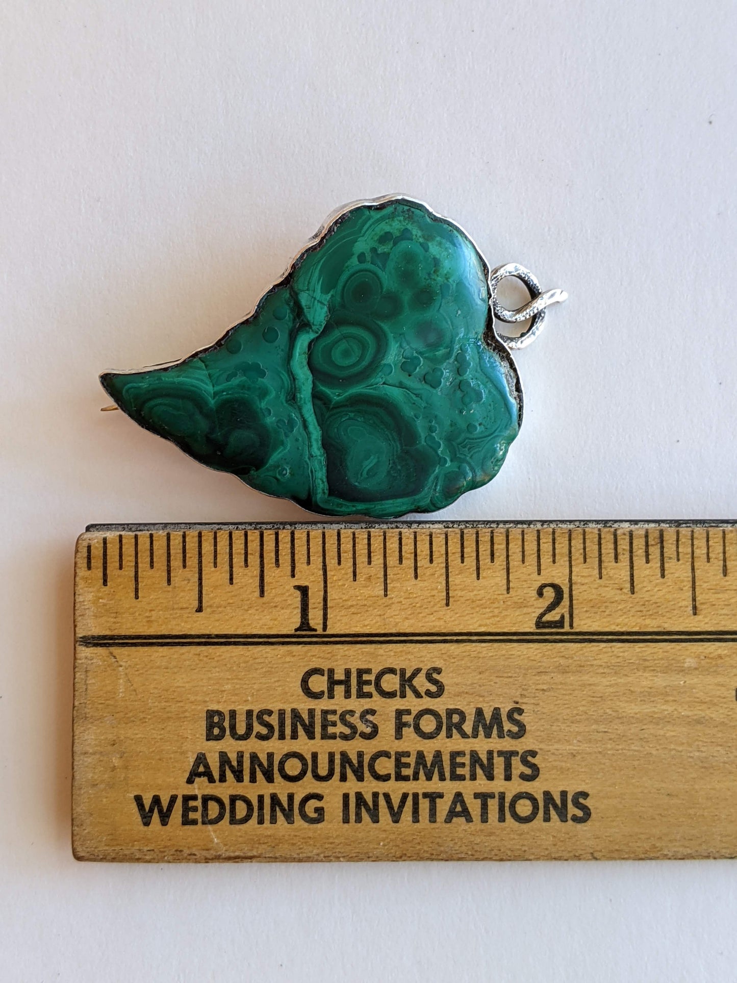 Victorian Scottish Malachite Leaf / Witch's Heart Brooch