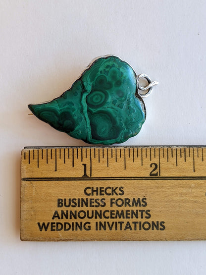 Victorian Scottish Malachite Leaf / Witch's Heart Brooch