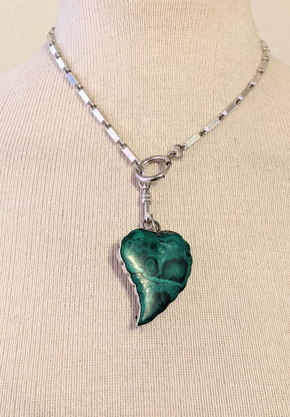 Victorian Scottish Malachite Leaf / Witch's Heart Brooch