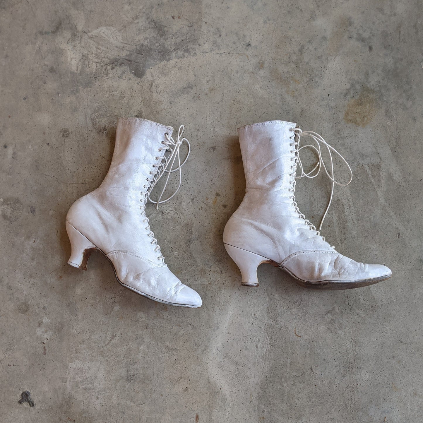 c. 1910s-1920s White Boots | Approx Sz. 7.5-8