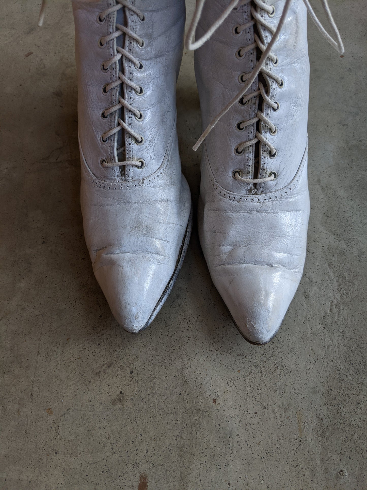 c. 1910s-1920s White Boots | Approx Sz. 7.5-8