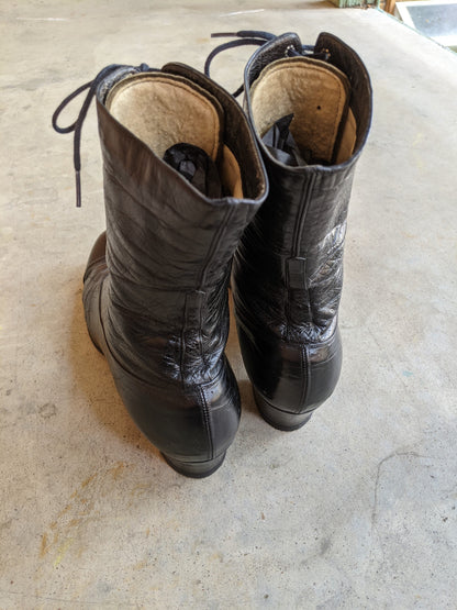 c. 1910s-1920s Black Lace Up Boots | Approx Sz 7.5