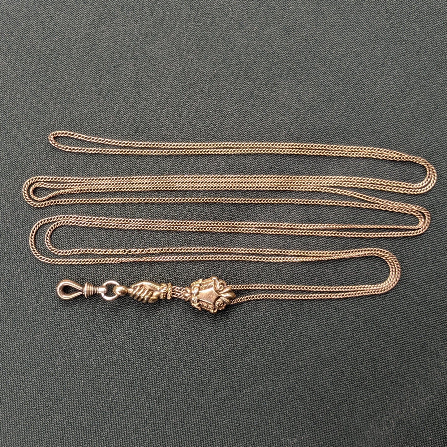 Early 19th c. Georgian 14k Gold Fist Long Guard Chain