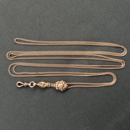 Early 19th c. Georgian 14k Gold Fist Long Guard Chain