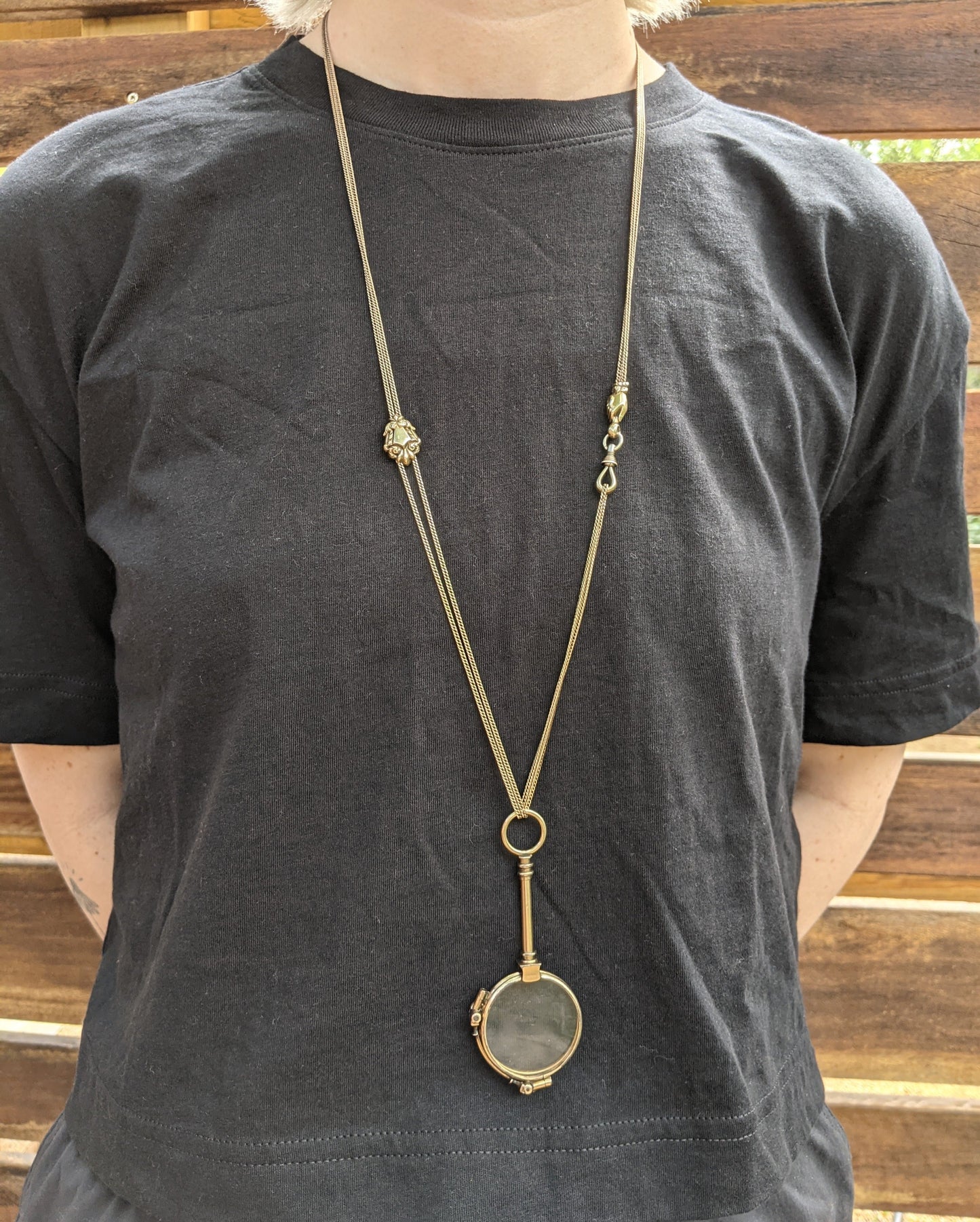 Early 19th c. Georgian 14k Gold Fist Long Guard Chain