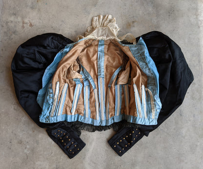1890s Black + Blue Silk Bodice | Study + Display