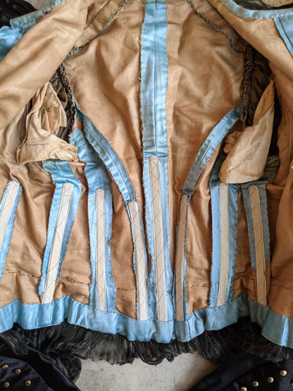 1890s Black + Blue Silk Bodice | Study + Display