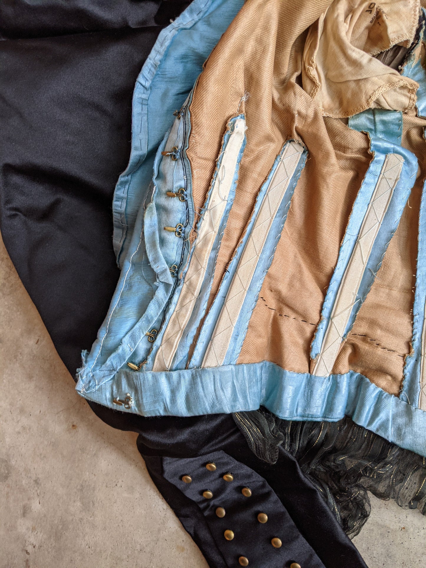 1890s Black + Blue Silk Bodice | Study + Display