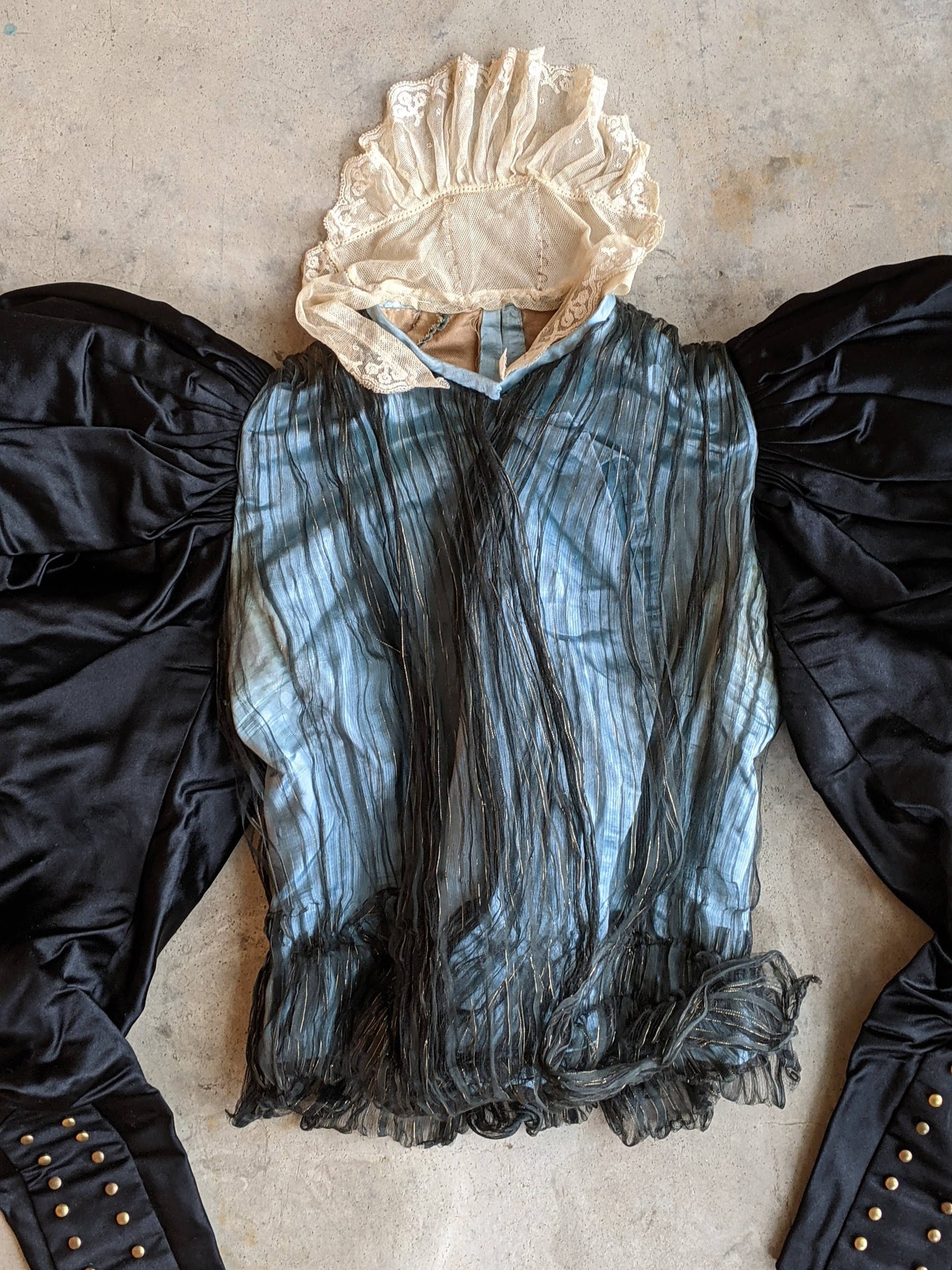 1890s Black + Blue Silk Bodice | Study + Display