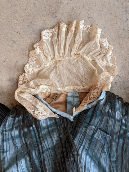 1890s Black + Blue Silk Bodice | Study + Display