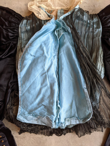 1890s Black + Blue Silk Bodice | Study + Display