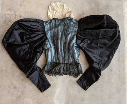 1890s Black + Blue Silk Bodice | Study + Display