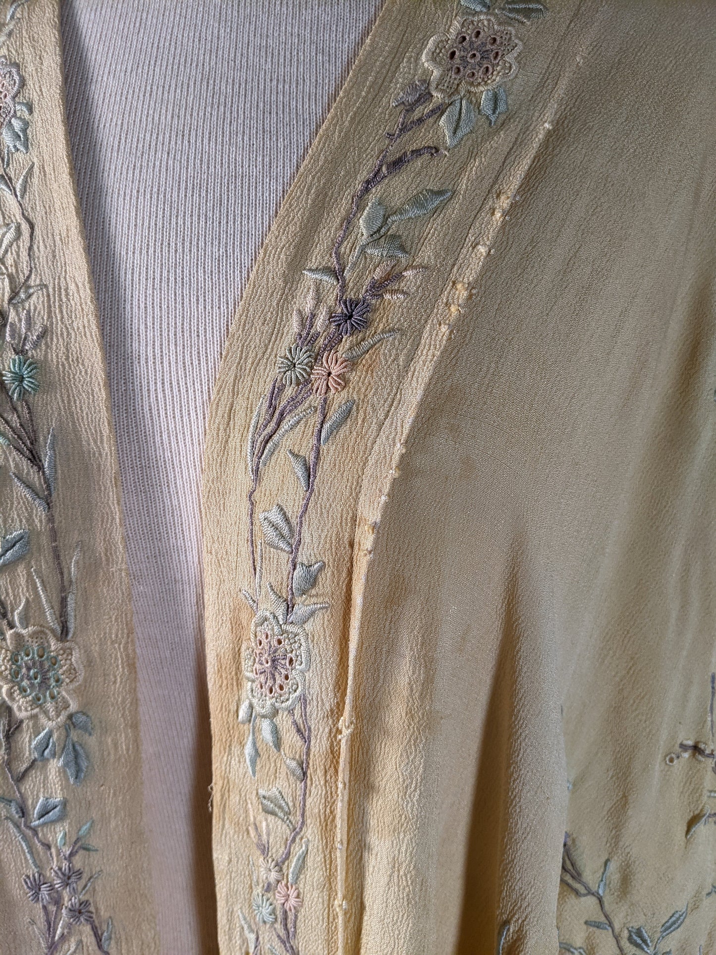 c. 1900s-1910s Pastel Silk Shawl Wrap
