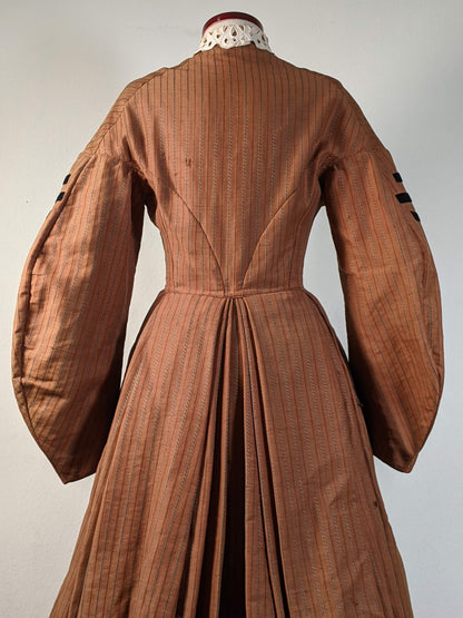 c. 1860s Wool Homespun Dress