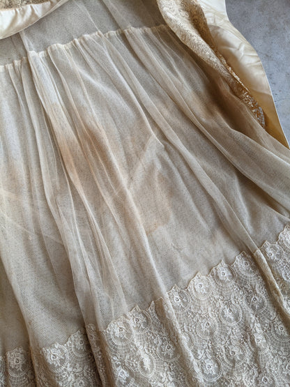 c. 1916 Net Lace + Silk Dress