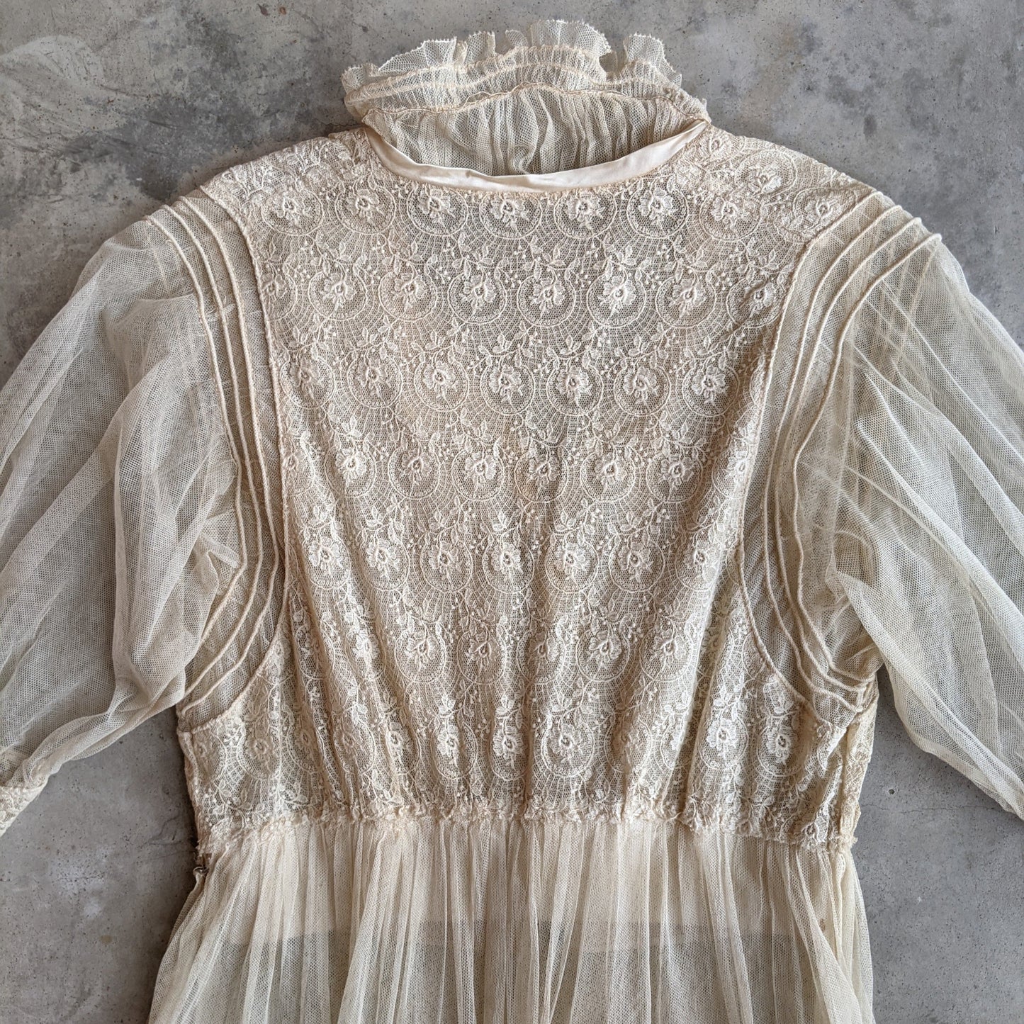 c. 1916 Net Lace + Silk Dress