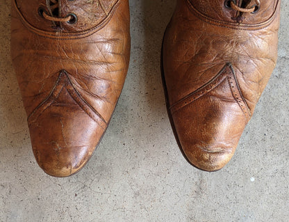 c. 1890s Brown Lace Up Boots | Approx Sz. 7