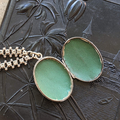 Solid Silver Victorian Book Chain Necklace + Locket