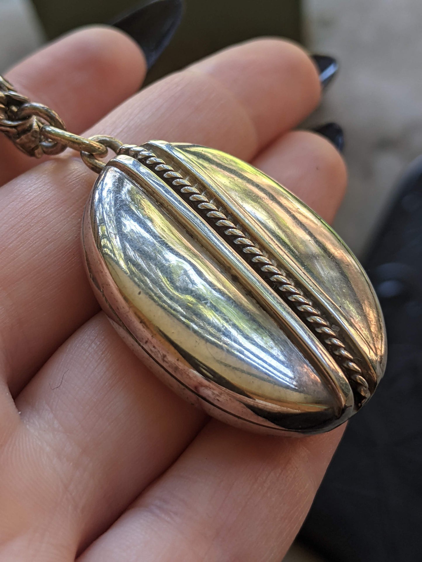 Solid Silver Victorian Book Chain Necklace + Locket