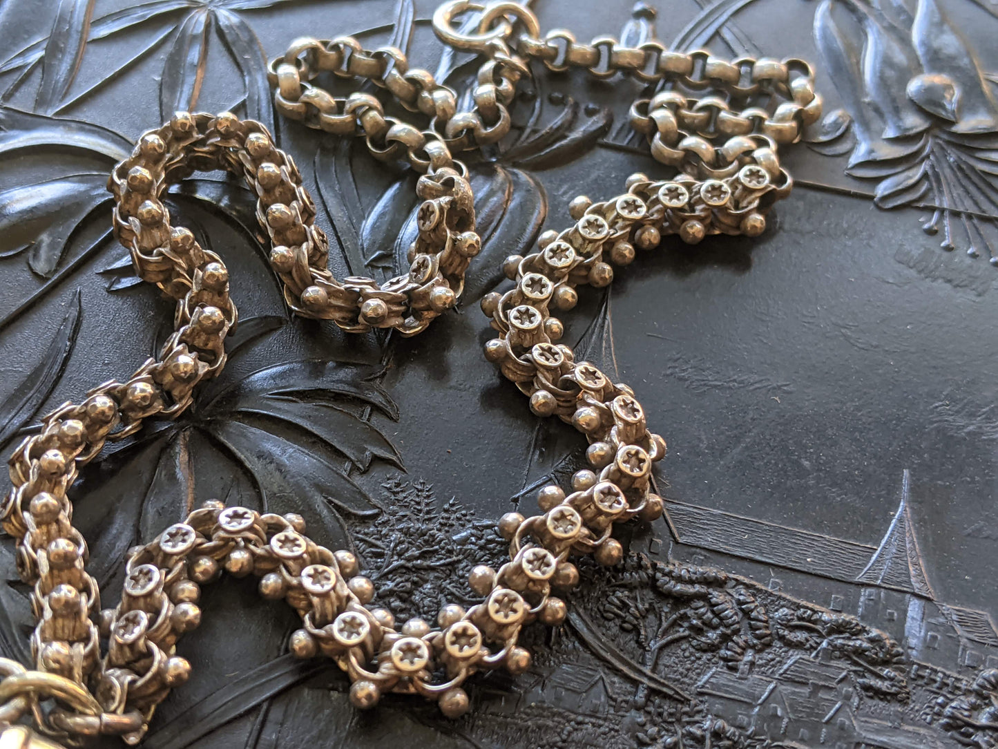 Solid Silver Victorian Book Chain Necklace + Locket