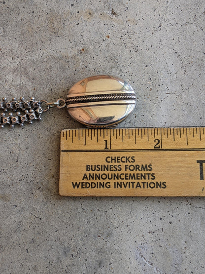 Solid Silver Victorian Book Chain Necklace + Locket