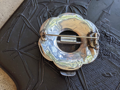 Sterling Silver Victorian Scottish Agate Buckle Brooch