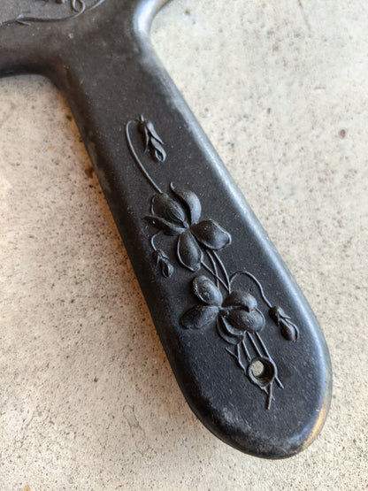 19th c. "Diatite" Hand Mirror - "The Nodding Violet"