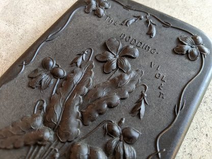 19th c. "Diatite" Hand Mirror - "The Nodding Violet"
