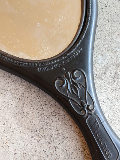 19th c. "Florence" Shellac Hand Mirror | As Is Cracked Glass