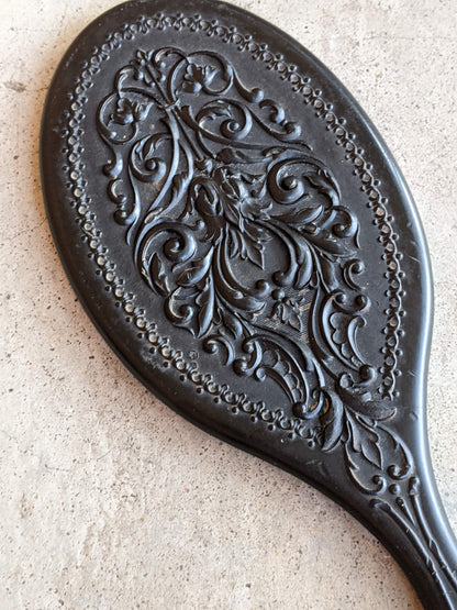 19th c. "Florence" Shellac Hand Mirror | As Is Cracked Glass