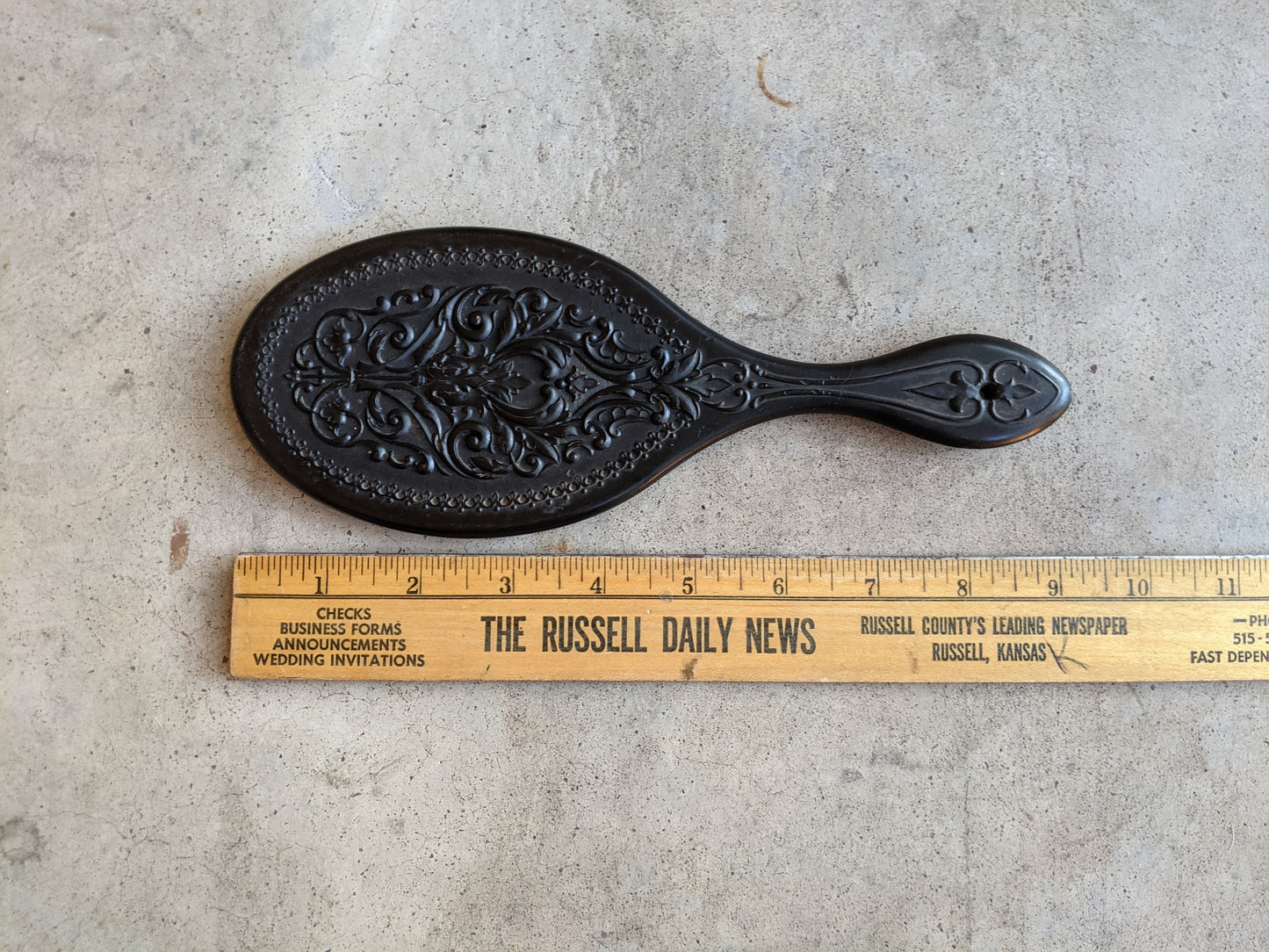 19th c. "Florence" Shellac Hand Mirror | As Is Cracked Glass