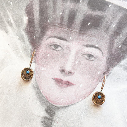 c. 1890s 9k Gold Forget Me Not Earrings