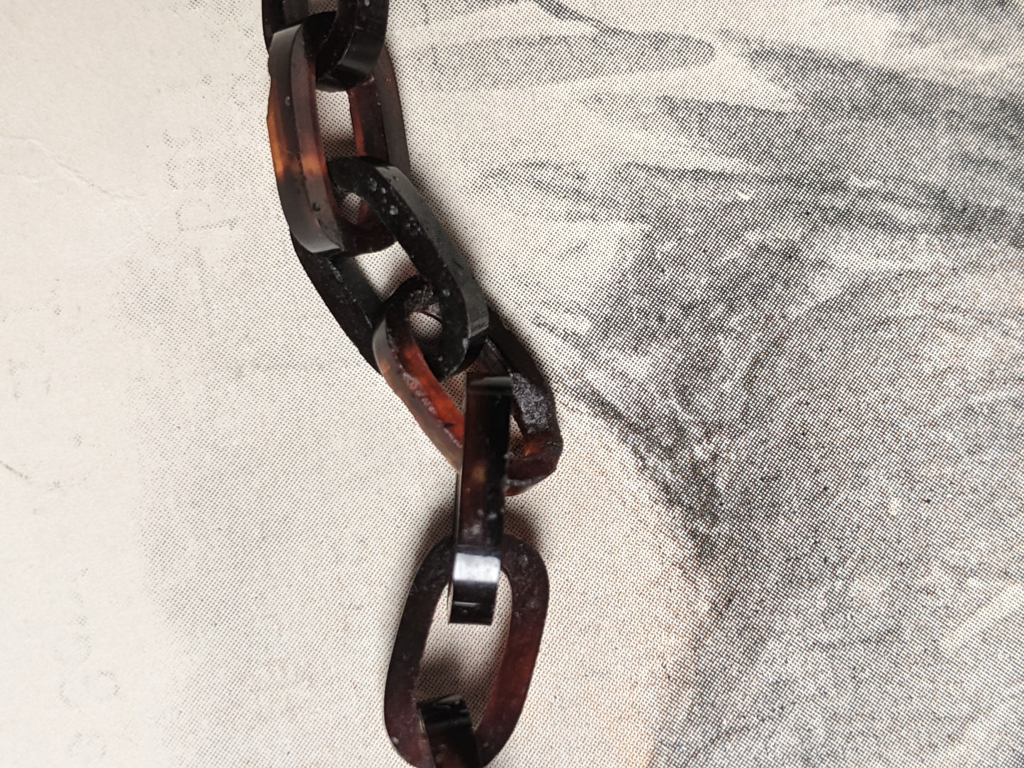 19th c. Tortoise Shell Locket + Chain