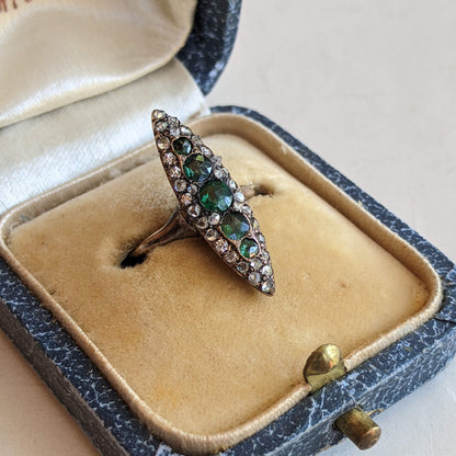 c. 1890s-1900s 14k Gold Emerald Diamond Ring