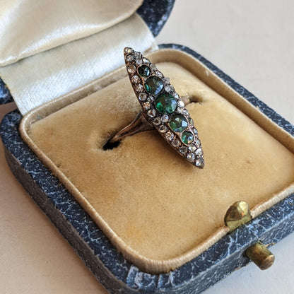 c. 1890s-1900s 14k Gold Emerald Diamond Ring