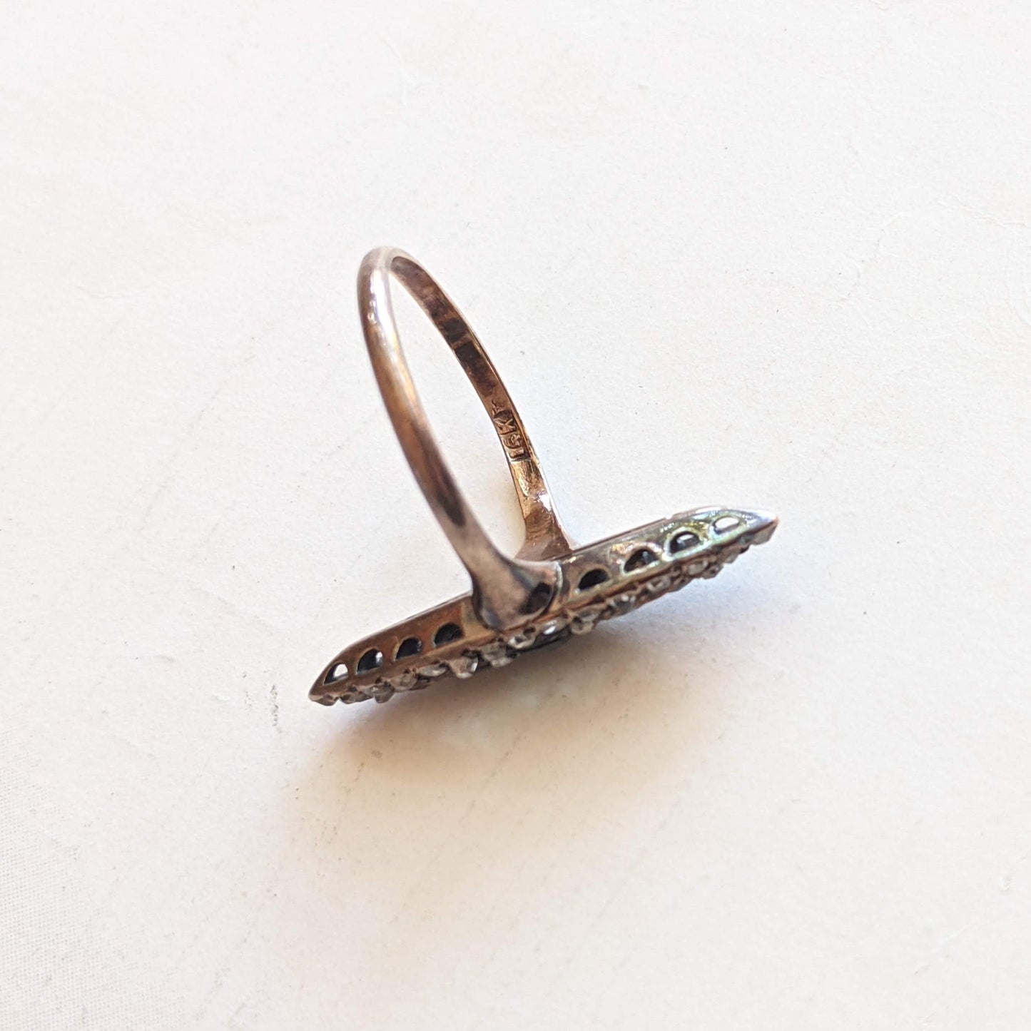 c. 1890s-1900s 14k Gold Emerald Diamond Ring