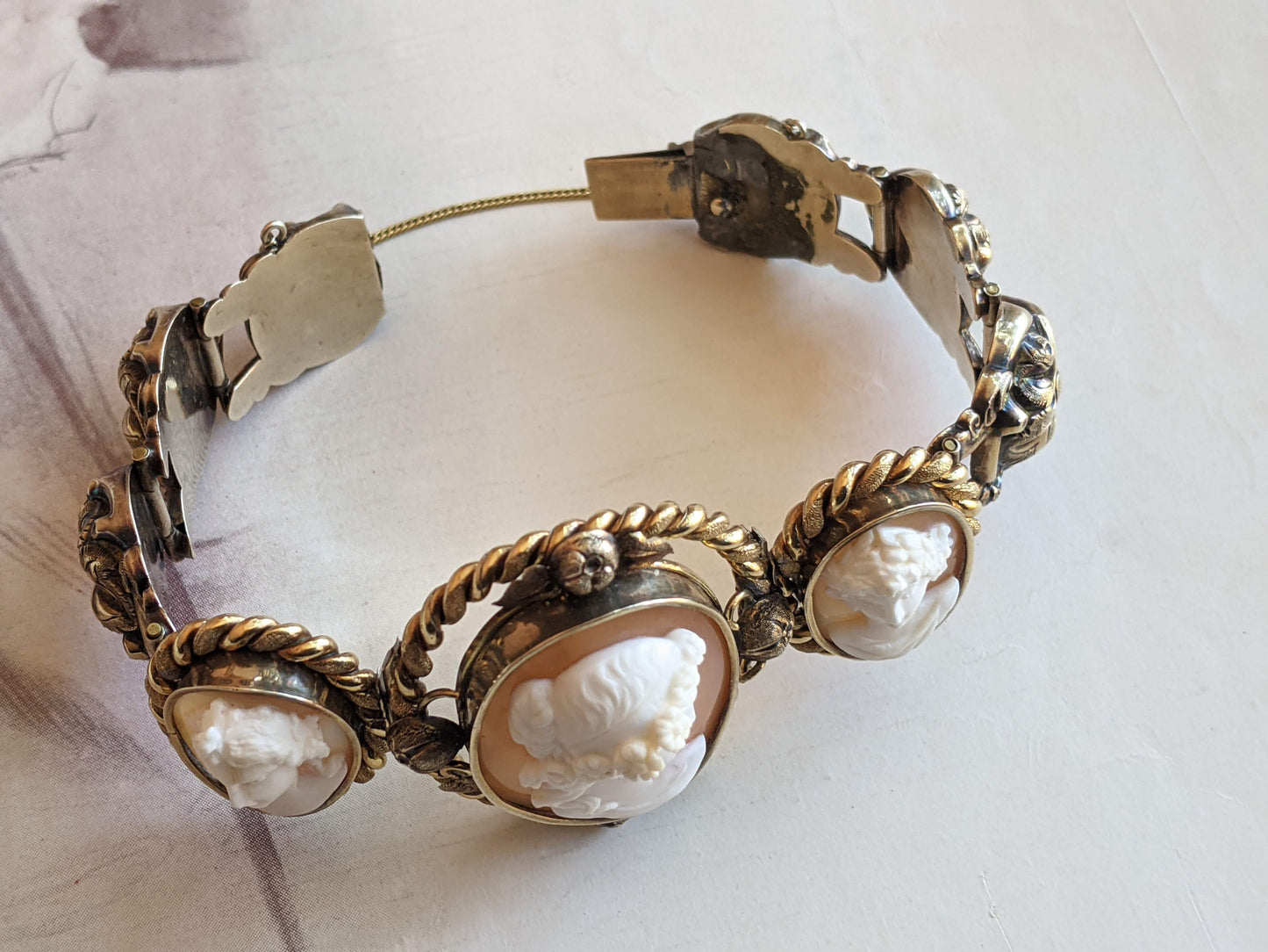 19th c. 14k Gold Cameo Bracelet - The Three Graces