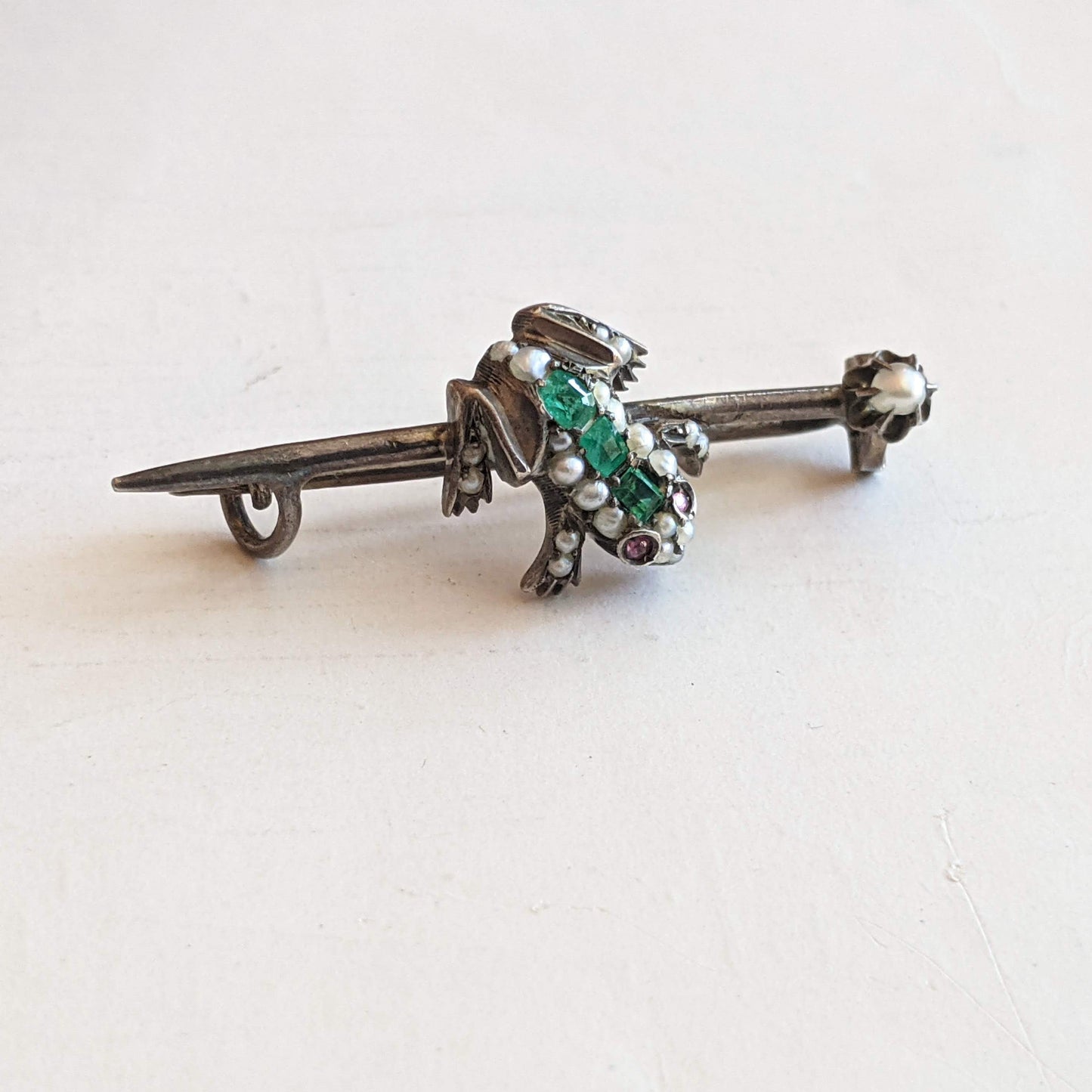 c. 1890s-1900s Silver Frog Brooch